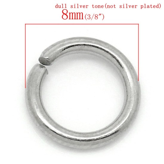 Изображение 304 нержавеющая сталь Колечки Разрезные Круглые Серебряный Тон 8мм диаметр, 500 ШТ
