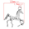 Bild von Zinklegierung Charm Anhänger Tier Pferd Antik Silber 22mm x 22mm, 50 Stücke