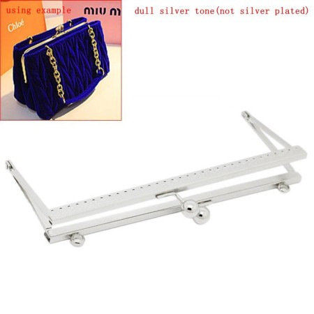 Metal Frame Kiss Clasp For Purse Bag Silver Tone 20x10cm(Can Open Size:20cm x15.5cm),2PCs
