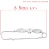 Picture of Pin Brooches Silver Tone Clear Acrylic Rhinestone 6.5cm x1.5cm(2 4/8" x 5/8"), 10 PCs