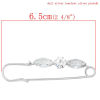 Picture of Pin Brooches Silver Tone Clear Acrylic Rhinestone 6.5cm x1.5cm(2 4/8" x 5/8"), 10 PCs