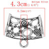 Picture of Bail Beads for Wrap Scarf Antique Silver Color Loop Spiral Pattern Carved Hollow 4.1cm x 3.4cm,5PCs