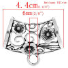 Picture of Bail Beads for Wrap Scarf Antique Silver Color Flower Pattern Carved Hollow 4.4cm x 3.5cm,5PCs