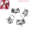 Picture of Bail Beads for Wrap Scarf Antique Silver Color Flower Pattern Carved Hollow 4.4cm x 3.5cm,5PCs