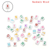 Picture of Acrylic Spacer Beads (Vertical Hole) Cube At Random Mixed Alphabet/ Letter Carved About 7mm x 7mm, Hole: Approx 3.8mm, 300 PCs