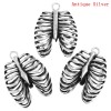 Picture of Zinc Metal Alloy Pendants Rib Cage /Thorax Antique Silver Color 4cm(1 5/8") x 3cm(1 1/8"), 3 PCs
