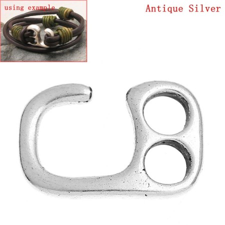 Immagine di Lega di Zinco Hook Chiusura Rettangolo Argento Antico 20 Pz