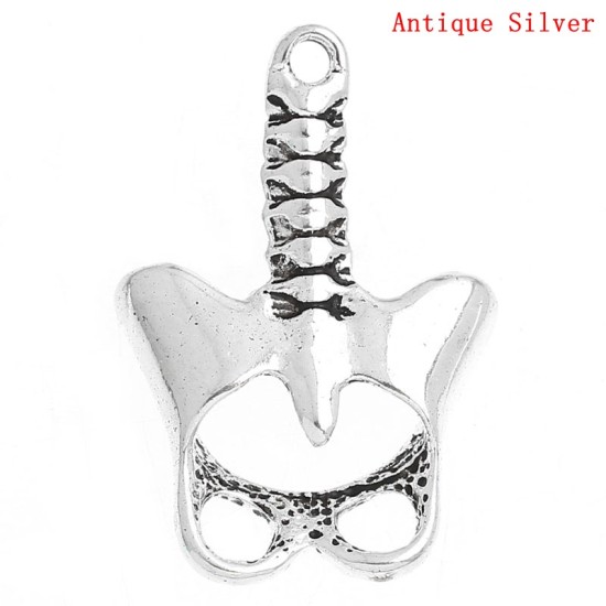 Picture of Zinc Metal Alloy Pendants Anatomical Human Anatomy Pelvis Antique Silver Color 3.4cm x 2.3cm(1 3/8" x 7/8"), 20 PCs