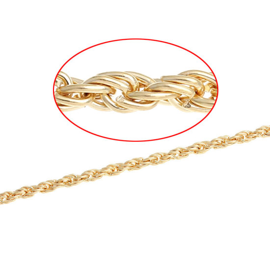 Picture of Iron Based Alloy Braiding Chain Findings Gold Plated 5x3.5mm( 2/8"x1/8"), 5 M