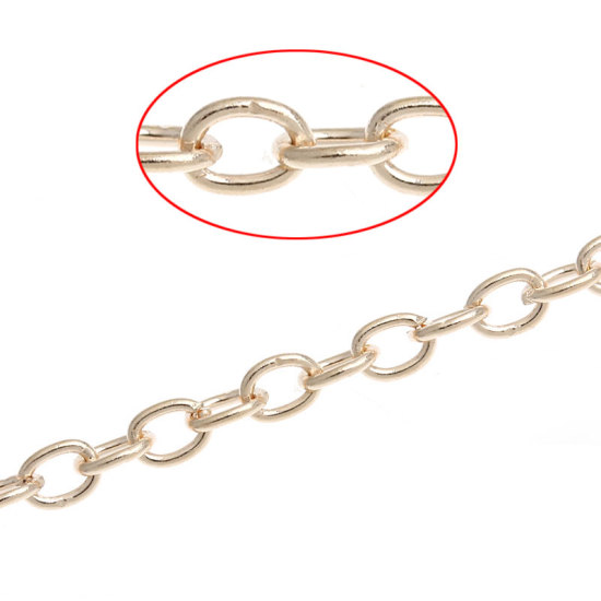 Picture of Iron Based Alloy Link Cable Chain Findings Light Golden 4x3mm(1/8"x1/8"), 10 M