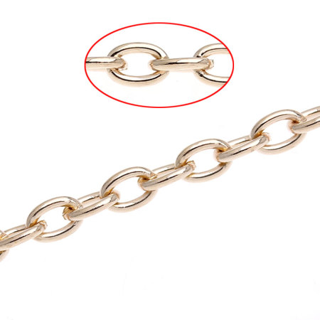 2 M Iron Based Alloy Open Link Cable Chain Findings Gold Plated 5x3.5mm