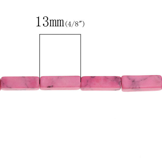(グレードD) 模造 ターコイズ ビーズ 長方形 ピンク 染め 約 13mm x 4mm、 穴：約 1mm、 38cm 長さ、 2 連 （約 29PCS /一連） の画像