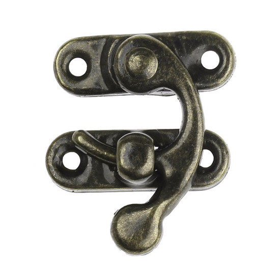 鉄 ケースロック 銅古美 2.7cm-3.3cm x 0.9cm-2.7cm、 10 セット の画像