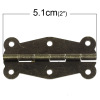 Picture of Zinc Based Alloy Door Cabinet Drawer Wooden Box Butt Hinges Rectangle Antique Bronze Rotatable 5.1cm x2.4cm(2" x1"), 40 PCs