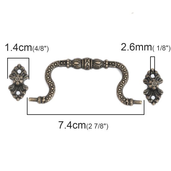 Picture of Zinc Based Alloy Drawer Handles Pulls Knobs Cabinet Furniture Hardware Arch Rhombus Antique Bronze 7.4x3.1cm 2.6x1.4cm, 10 Sets