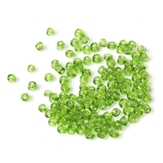 Image de 6/0 Perles de Rocailles Rondes en Verre Vert Colonne Env. Dia. 4mm, Taille du Trou: 1.0mm, 450 Grammes