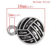 Picture of Zinc Based Alloy Sport Pendants Volleyball Antique Silver Color 16mm x 12mm, 30 PCs