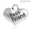 Immagine di 100 Pz Lega di Zinco Ciondoli Argento Antico Cuore Lettere " Best Friend " Trasparente Strass 16mm x 14mm