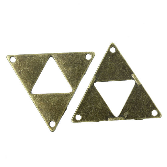 Bild von Zinklegierung Verbinder Dreieck Bronzefarbe 3cm x 26mm, 30 Stück