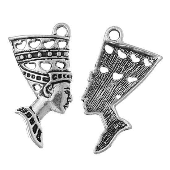 Bild von Zinklegierung Charm Anhänger Person Antiksilber 39mm x 27mm, 30 Stücke