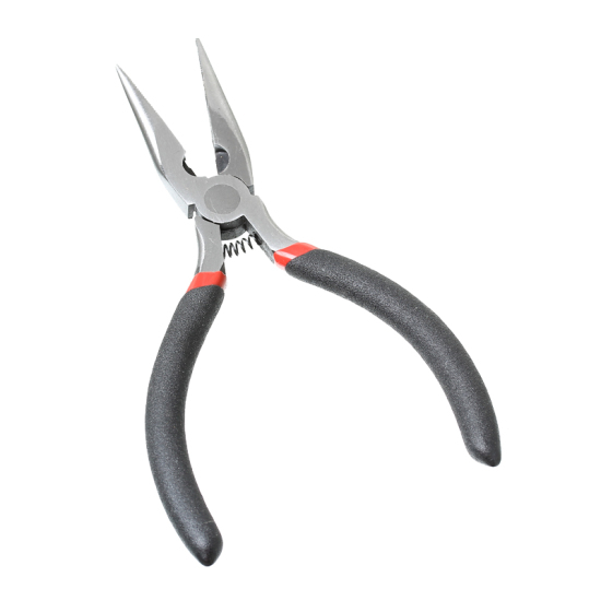Picture of Stainless Steel Short Needle Nose Pliers Jewelry Making Hand Tools Wire Cutter Serrated Inner Surface Black 13cm(5 1/8"),1 Piece 