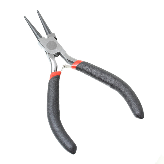 Picture of Stainless Steel Round Nose Pliers Jewelry Making Hand Tool Black 12.5cm(4 7/8"), 1 Piece 