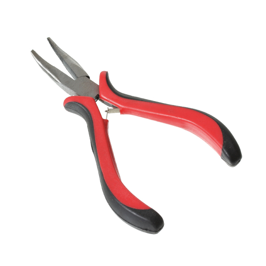 Picture of Stainless Steel Needle Nose Pliers Curved Jewelry Making Hand Tools Black & Red 12.5cm(4 7/8"),1 Piece