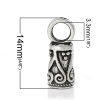 Picture of Necklace Cord End Tip Beads Caps W/Loop Antique Silver Color Flower Pattern Carved 14mm x 5mm,200PCs