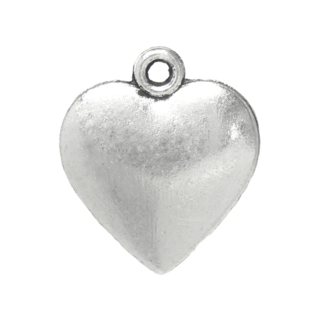 Colgantes Aleación del Metal Del Zinc de Corazón Plata Antigua Rhinestone 16.0mm x 14.0mm, 100 Unidades 