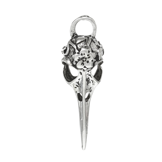 Picture of Zinc Metal Alloy Pendants Bird Beak Antique Silver Color Flower Pattern Carved Hollow 41mm(1 5/8") x 13mm( 4/8"), 20 PCs