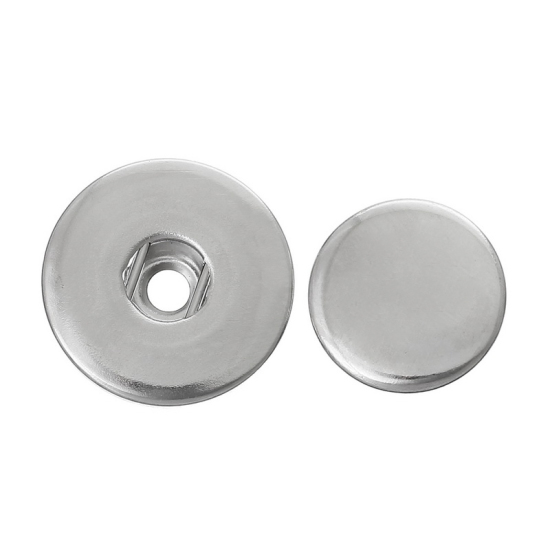 Immagine di Chunk a Scatto Gioielli Bottone Adatto a Chunk Braccialetti Tondo Tono Argento 19mm  15mm Dia, Dimensioni Manopola: 5.5mm , 30 Seri