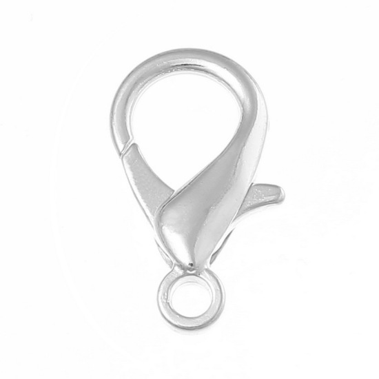 Picture of Zinc Based Alloy Lobster Clasps Silver Plated 23mm x 12mm, 50 PCs