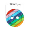Image de Boutons de Couture 2 Trous en Résine Forme Rond Multicolore Rayées, Diamètre: 12mm, 100 Pièces