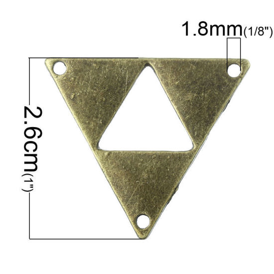 Bild von Zinklegierung Verbinder Dreieck Bronzefarbe 3cm x 26mm, 30 Stück