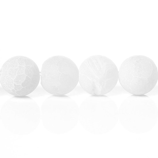 Image de (Classement B) Perles en Agate (Teint) Rond Blanc Givré 8mm Dia, Taille de Trou: 1mm, 38cm long, 1 Enfilade 
