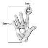 Imagen de Colgantes Aleación del Metal Del Zinc de Palma,Corazón Plata Antigua Rhinestone 18.0mm x 13.0mm, 100 Unidades 