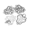 Picture of Zinc Based Alloy Hook Clasps Rhombus Antique Silver Color Hollow Carved 6.7cm x2.8cm, 10 Sets