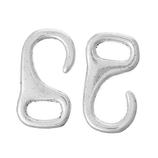 Picture of Hook Clasps For Leather Rope Bracelet Antique Silver Color 3.2cm x 1.7cm,20PCs