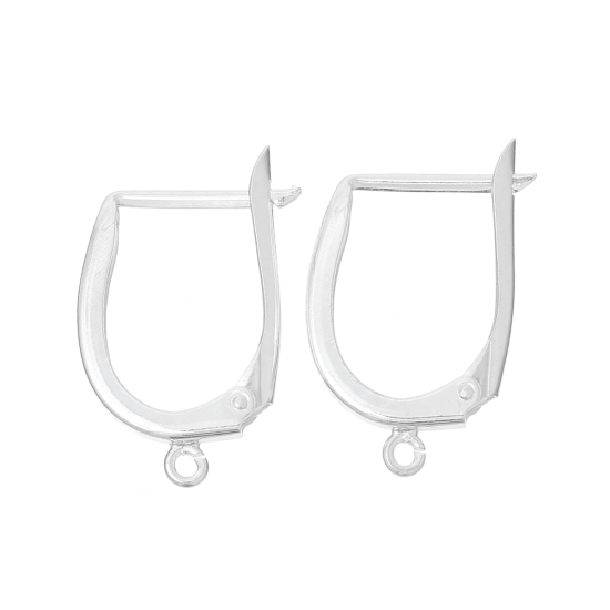 Picture of Sterling Silver Lever Back Clips Earring Findings Silver W/ Loop 21mm( 7/8") x 12mm( 4/8"), 1 Pair