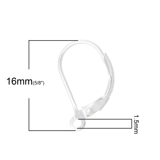 Image de Boucles d'oreilles Clips en Argent Pur Plaqué Platine, 16mm x 10mm, 1 Paire