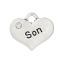 Picture of 20 PCs Zinc Based Alloy Family Jewelry Charms Antique Silver Color Heart Message " Son " Clear Rhinestone 16mm x 14mm
