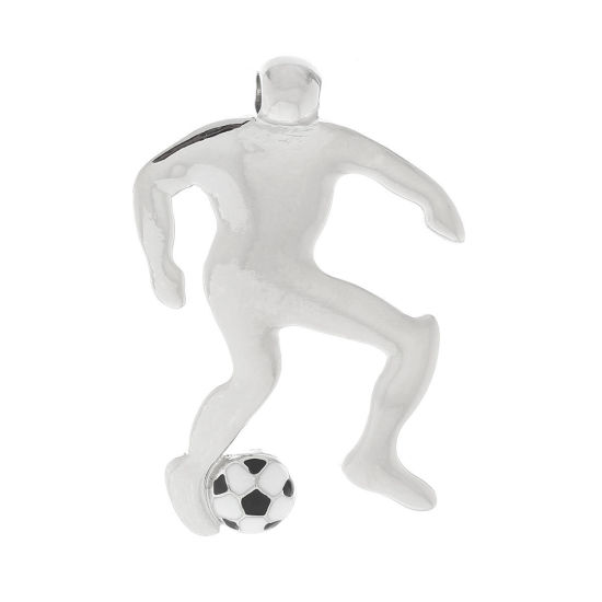 Imagen de Zamak Deporte Colgantes Humano Tono de Plata 5.6cm x 3.7cm, 5 Unidades