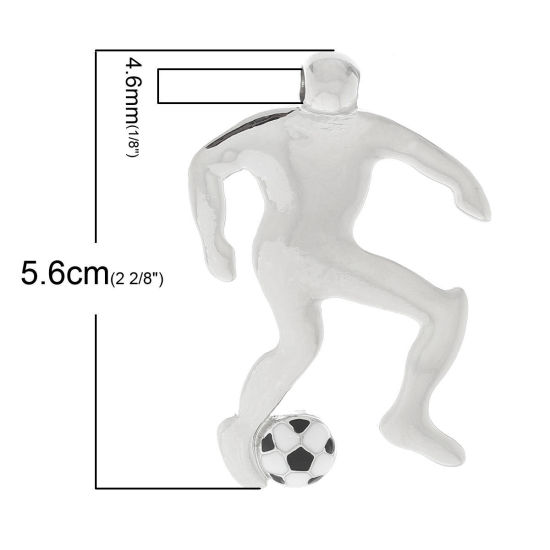 Imagen de Zamak Deporte Colgantes Humano Tono de Plata 5.6cm x 3.7cm, 5 Unidades