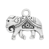 Imagen de Colgantes Aleación del Metal Del Zinc de Elefante Plata Antigua Rhinestone 20.0mm x 17.0mm, 50 Unidades 