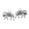 Imagen de Colgantes Aleación del Metal Del Zinc de Elefante Plata Antigua Rhinestone 20.0mm x 17.0mm, 50 Unidades 