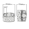 Picture of Magnetic Hematite Magnetic Clasps Rectangle Antique Silver Color 25mm x 21mm, 5 Sets