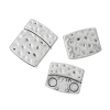Picture of Magnetic Hematite Magnetic Clasps Rectangle Antique Silver Color 25mm x 21mm, 5 Sets