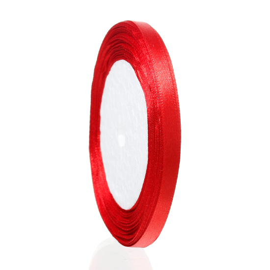 Picture of Polyester Easter Satin Ribbon Red 6.7mm( 2/8"), 10 Rolls(Approx 25 Yards/Roll)