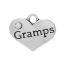 Picture of 20 PCs Zinc Based Alloy Family Jewelry Charms Antique Silver Color Heart Message " Gramps " Clear Rhinestone 17mm x 14mm