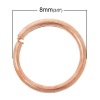 Picture of 1mm Zinc Based Alloy Open Jump Rings Findings Round Rose Gold 8mm Dia, 1000 PCs
